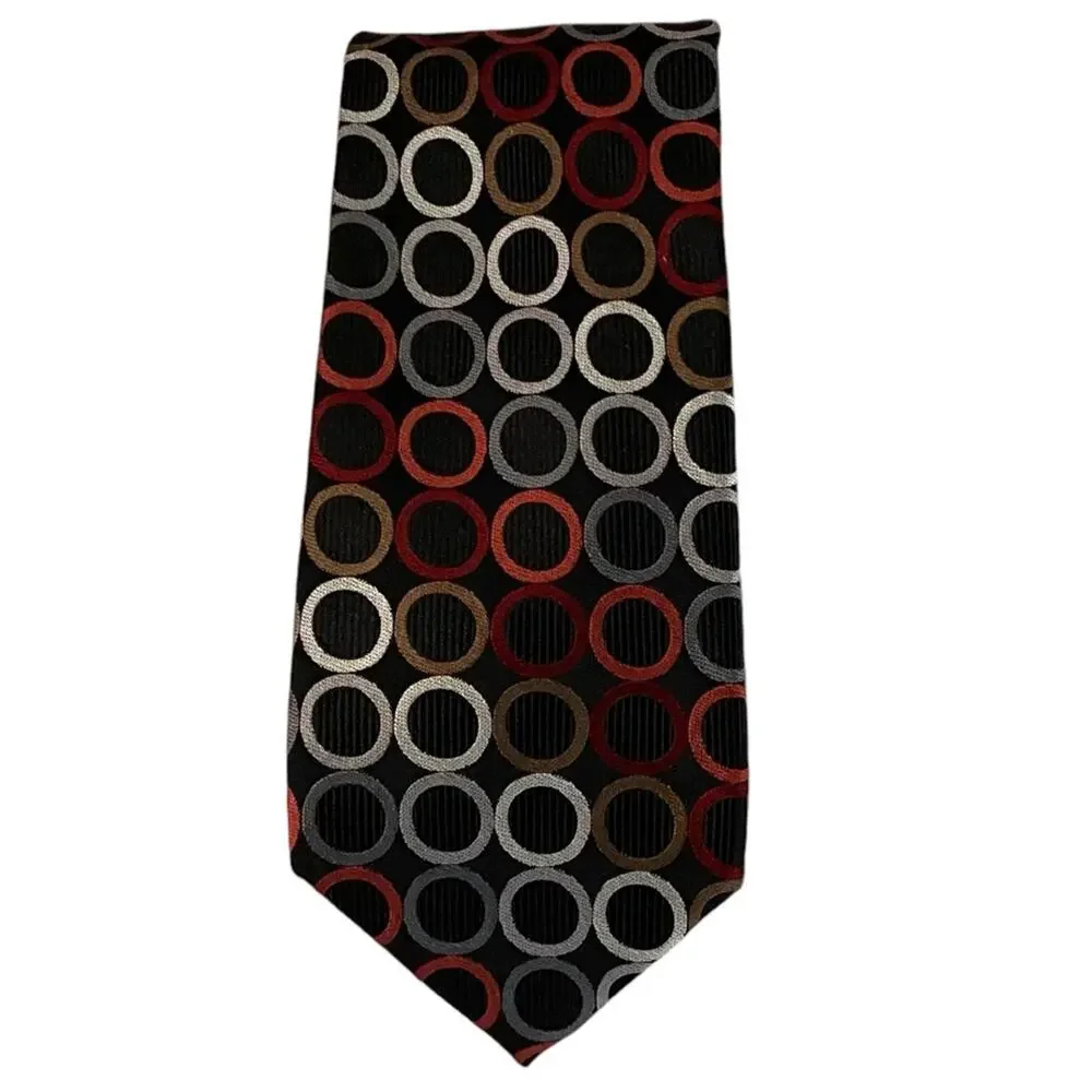MICHAEL Michael Kors Necktie Black Silk Circle Dot Geometric Career Designer